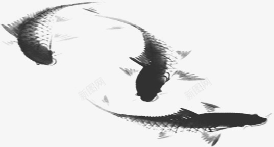 黑色水墨画鲤鱼毛笔字png免抠素材_新图网 https://ixintu.com 毛笔字 水墨画 鲤鱼 黑色