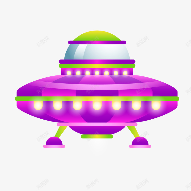 紫色飞碟装饰png免抠素材_新图网 https://ixintu.com UFO 卡通飞船 紫色飞碟 背景装饰 飞碟