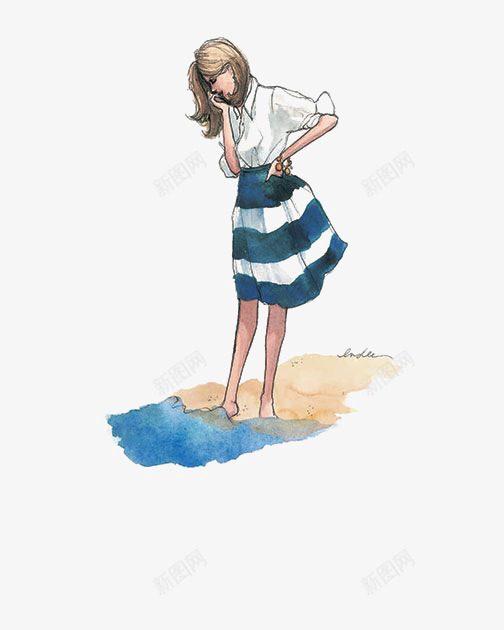 沙滩上的女人png免抠素材_新图网 https://ixintu.com 卡通 女人 手绘 插画 时尚 沙滩 沙滩上的女人 海边