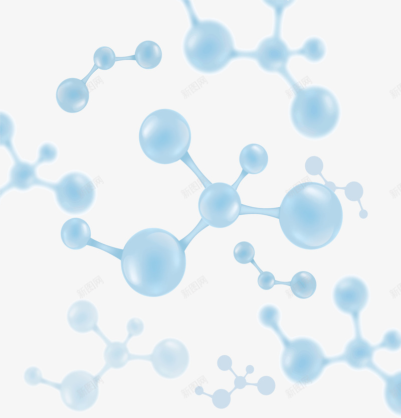 蓝色生物科技分子结构矢量图