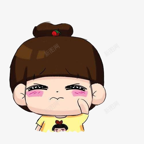 包子脸小女孩png免抠素材_新图网 https://ixintu.com 人物 卡通 卡通吃饱 可爱 吃饱了 小女生 难受