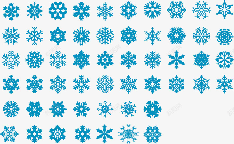 雪花图标矢量图ai_新图网 https://ixintu.com 冬天 冬季 扁平图标 蓝色 雪花 矢量图