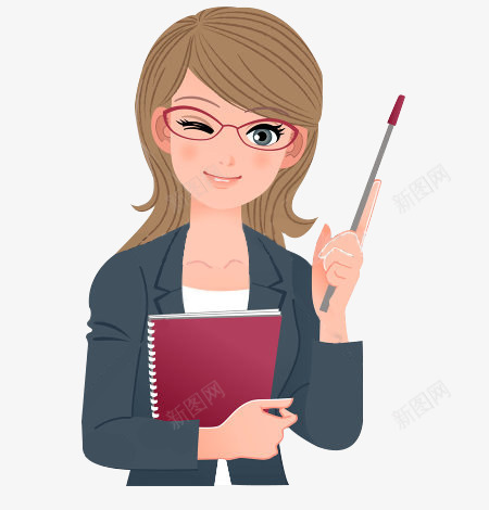 卡通老师png免抠素材_新图网 https://ixintu.com 人物 女老师 人物插画 免抠书籍人物头像logo 卡通人物 头像 插画 老师