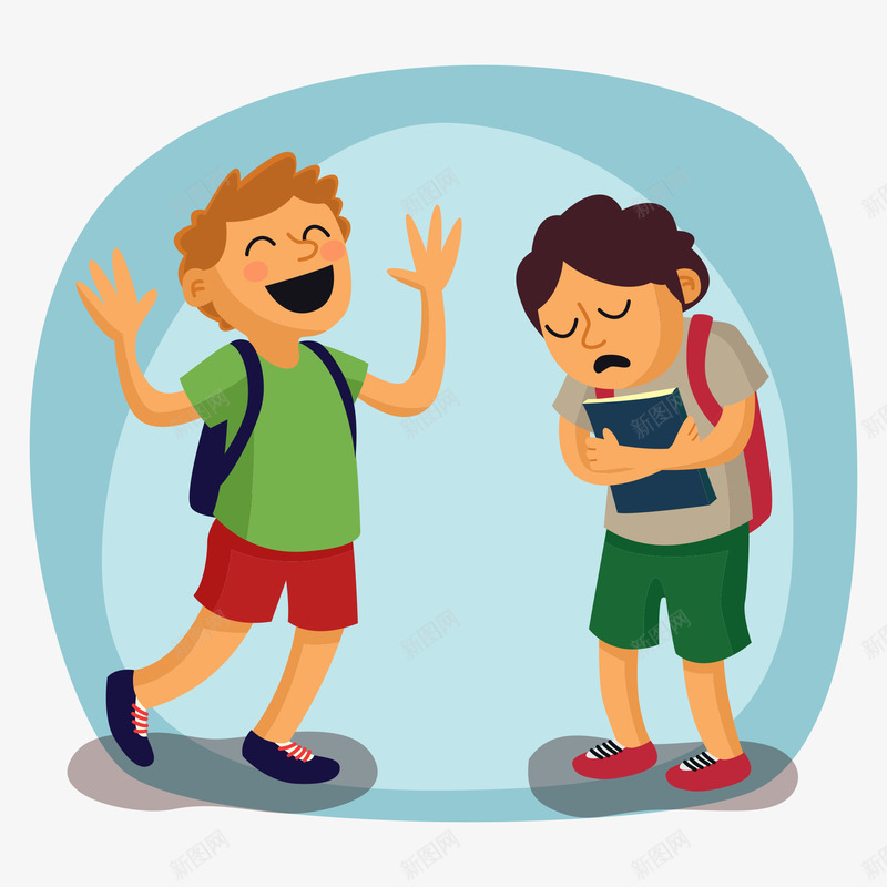 对待返校不同态度的学生png免抠素材_新图网 https://ixintu.com 人物 学生 开学 态度 校园 返校