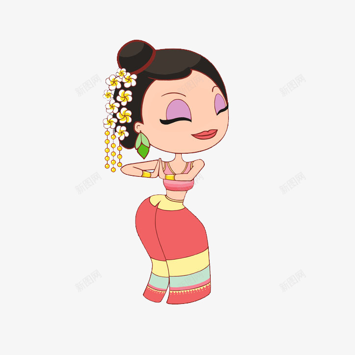 卡通傣族少女png免抠素材_新图网 https://ixintu.com 傣家 傣族 傣族图案 傣族少女 卡通 少数民族 民族
