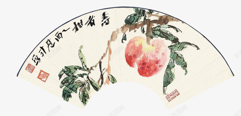 折扇png免抠素材_新图网 https://ixintu.com 中国风 寿桃折扇 扇子 折扇