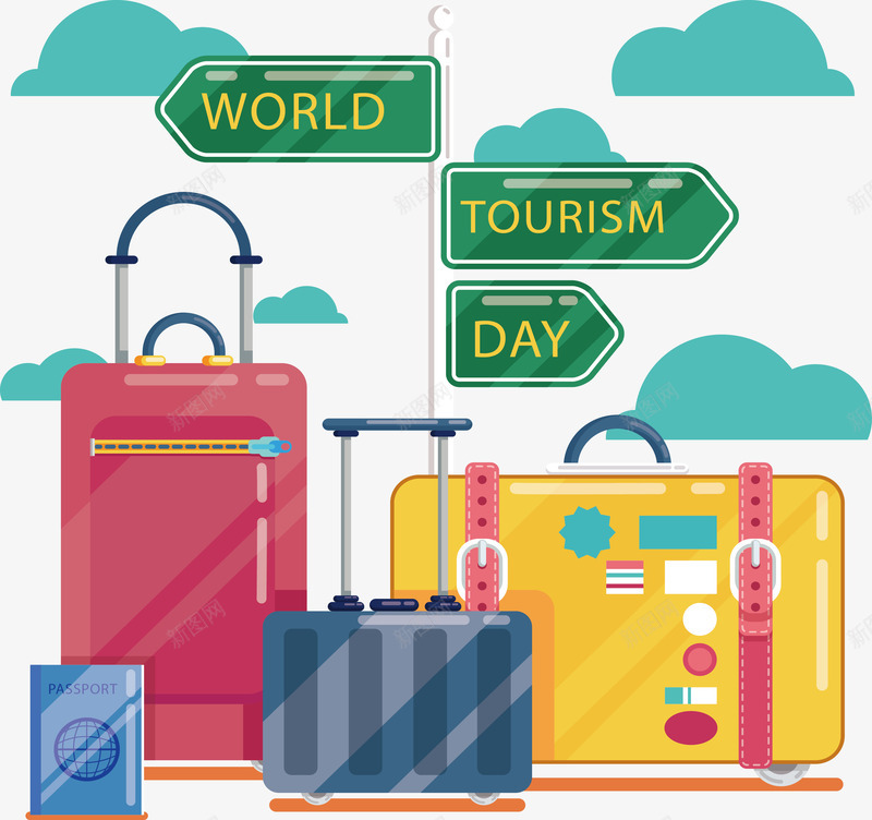 世界旅游海报png免抠素材_新图网 https://ixintu.com 世界旅游 旅游季 旅游海报 旅行箱 环球旅游 矢量png