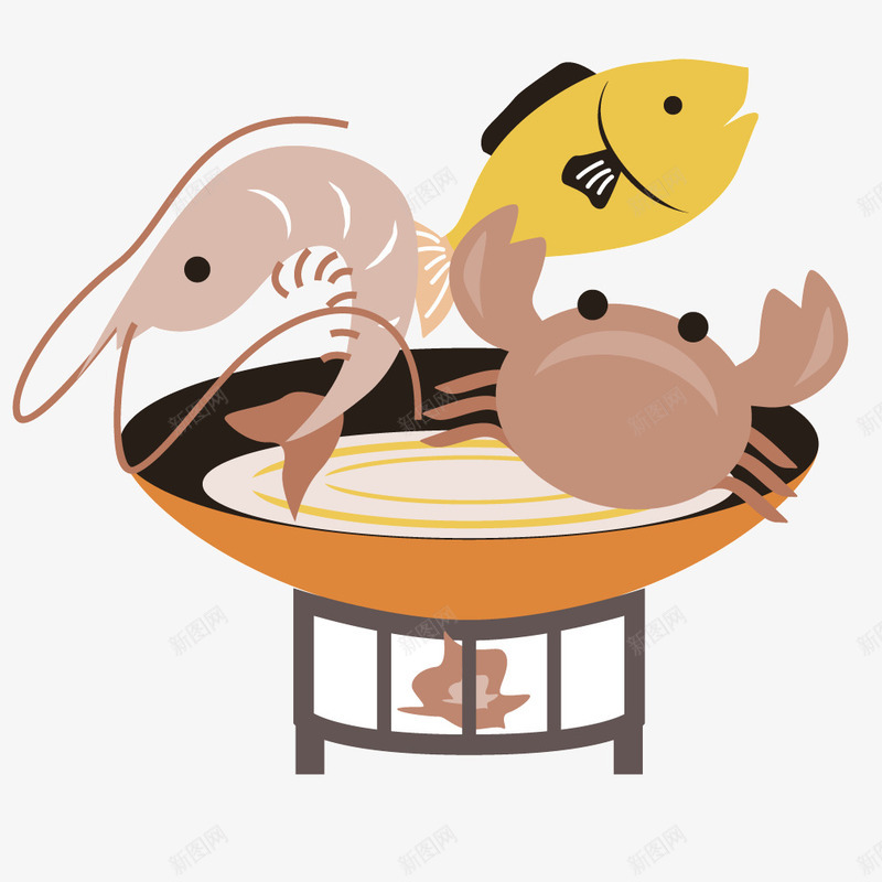 海鲜鱼虾螃蟹铁锅png免抠素材_新图网 https://ixintu.com 海鲜 螃蟹 铁锅 鱼虾