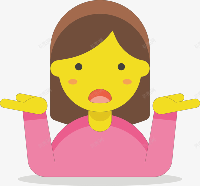 无奈的女性矢量图ai免抠素材_新图网 https://ixintu.com 女生 惊讶 无奈 棕色头发 皮肤表皮 矢量图 紫色 黄皮肤