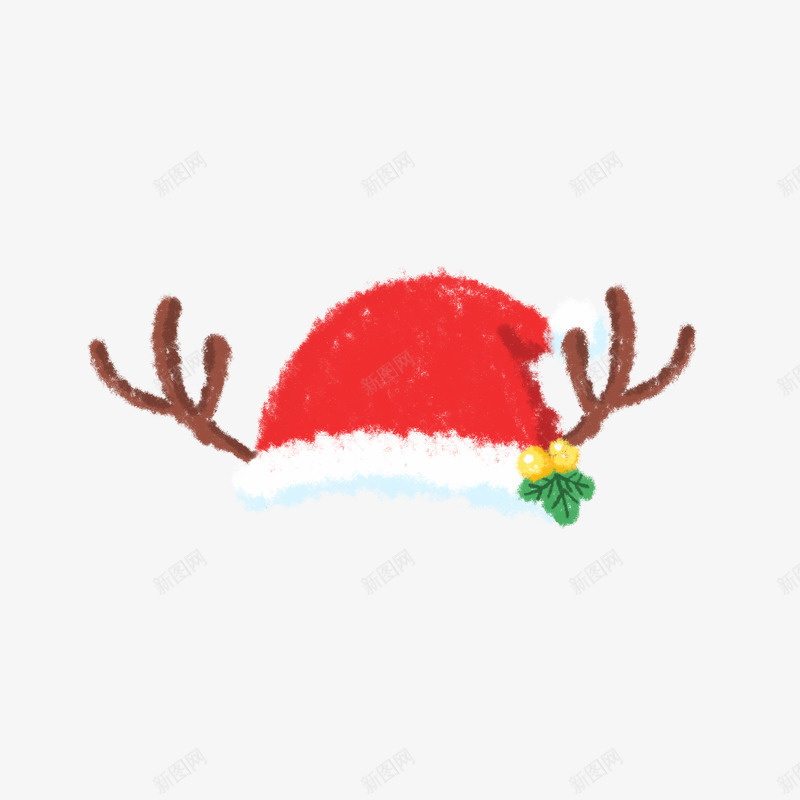 手绘圣诞帽png免抠素材_新图网 https://ixintu.com 圣诞图片 简约 红色 蜡笔质感