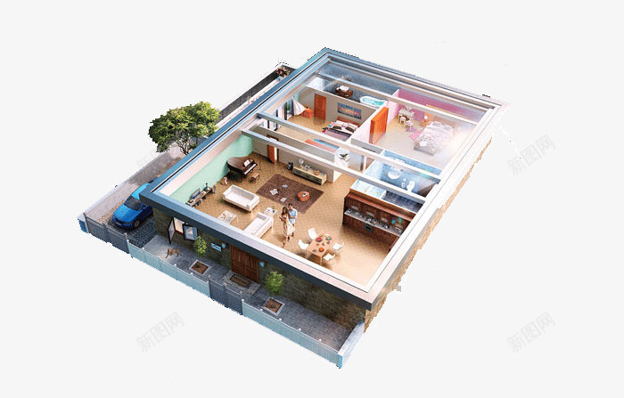房屋室内立体图png免抠素材_新图网 https://ixintu.com 室内布局图 室内设计 家装 房屋 立体图