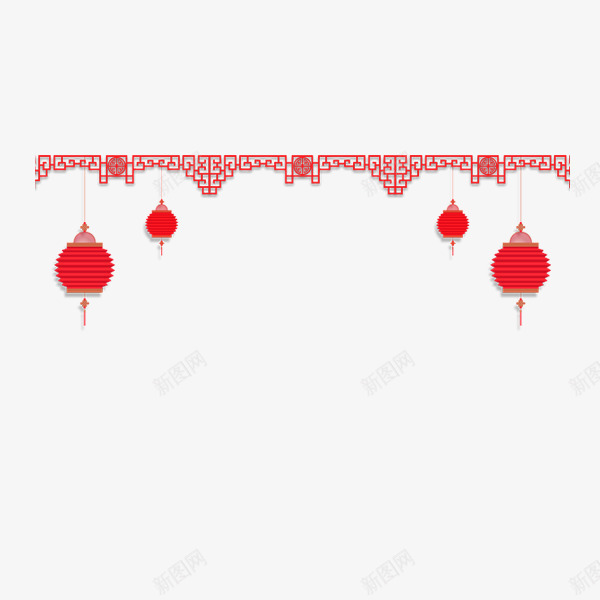 悬挂灯笼png免抠素材_新图网 https://ixintu.com 中国元素 元宵灯 古风 简约 红色