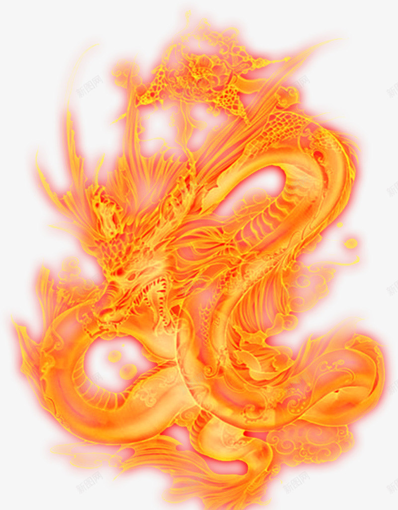 金色火焰龙纹欧式花纹png免抠素材_新图网 https://ixintu.com 欧式 火焰 火焰喷射 祥龙图案 花纹 金色