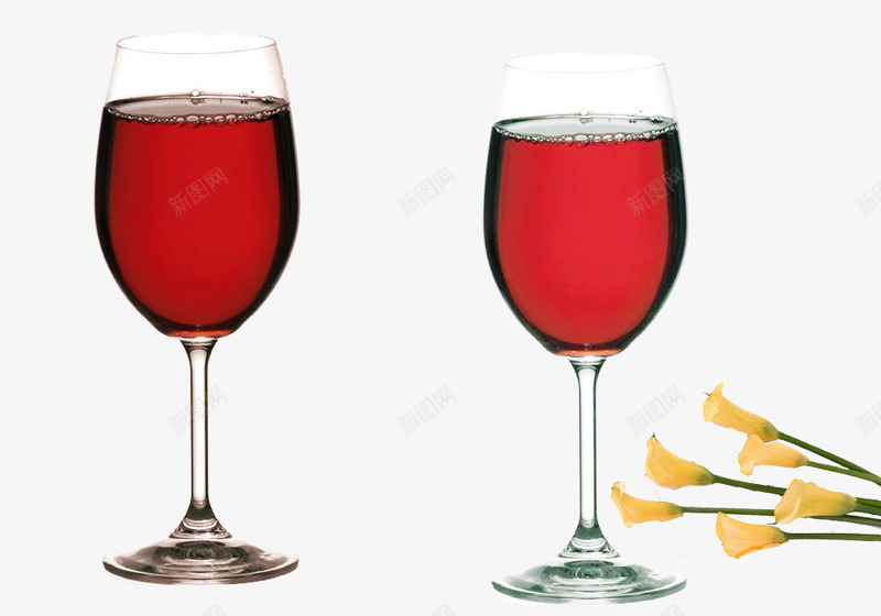 葡萄酒高脚杯psd免抠素材_新图网 https://ixintu.com 玻璃质地 葡萄酒杯 高脚杯 黄色郁金香