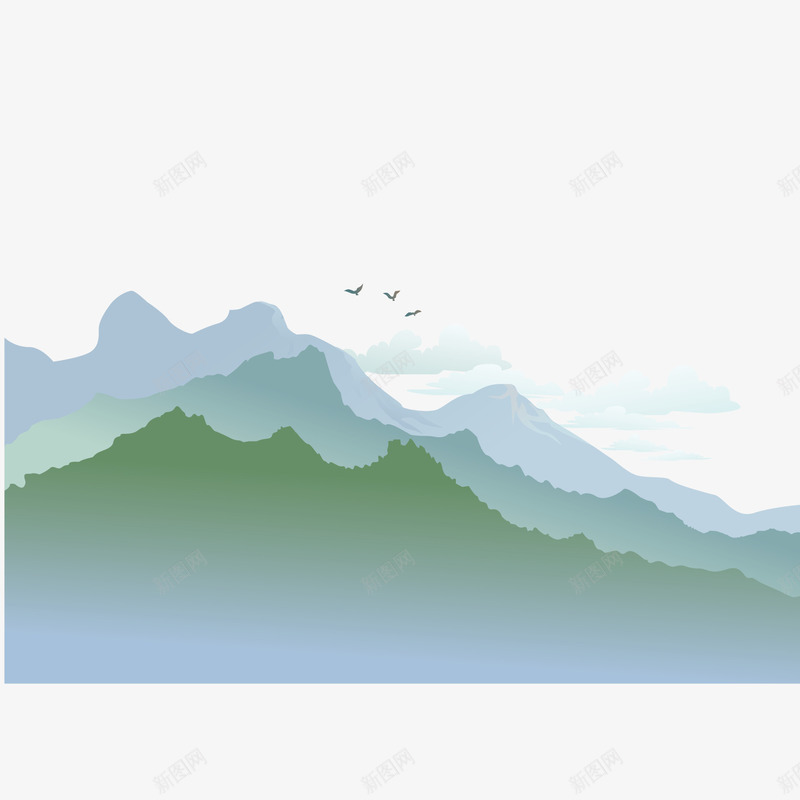 青灰色的湘西风景png免抠素材_新图网 https://ixintu.com 天青色 山 湘西 风景