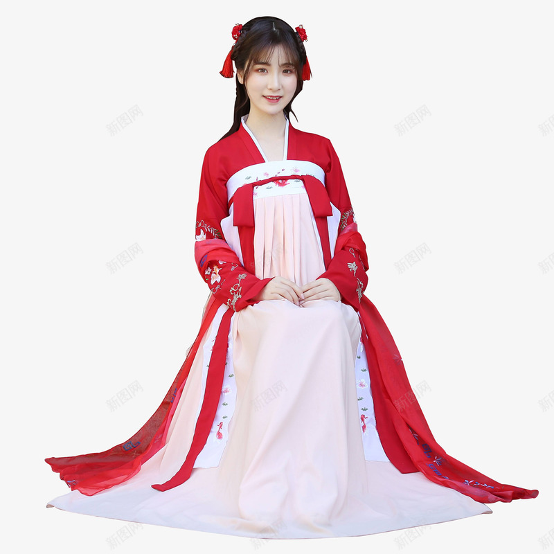 汉服古装图png免抠素材_新图网 https://ixintu.com 免抠图 古装 古风衣服 汉服 汉服少女 红色裙子 襦裙