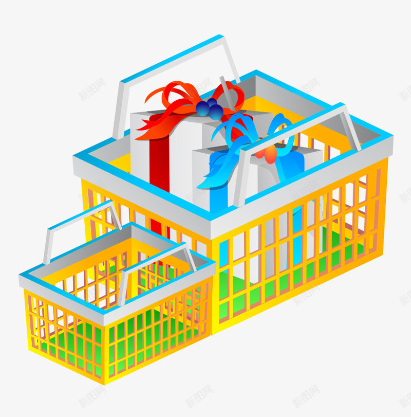卡通购物篮子png免抠素材_新图网 https://ixintu.com 卡通 卡通购物 盒子 矢量购物筐 礼物 购物 购物筐