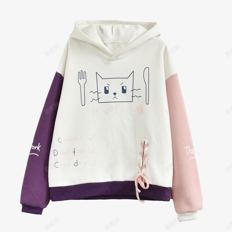 拼接猫咪卫衣png免抠素材_新图网 https://ixintu.com 产品实物 可爱 森女系