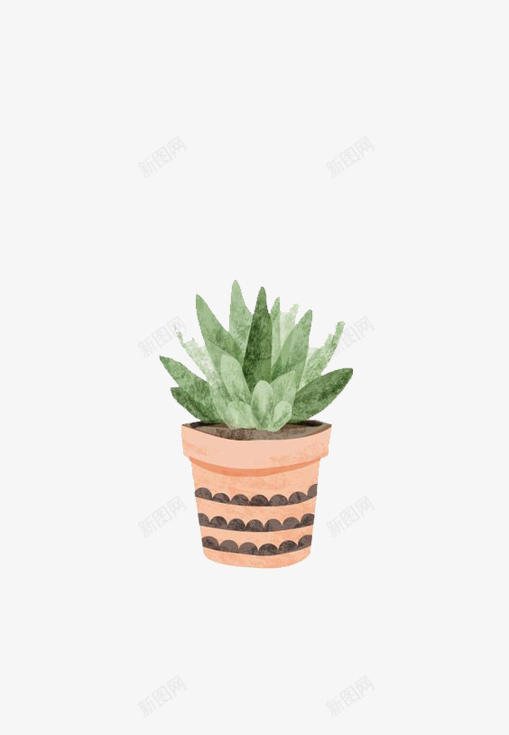 水彩盆栽png免抠素材_新图网 https://ixintu.com 卡通 家居摆件 手绘 插画 文艺 植物 盆栽 绿色