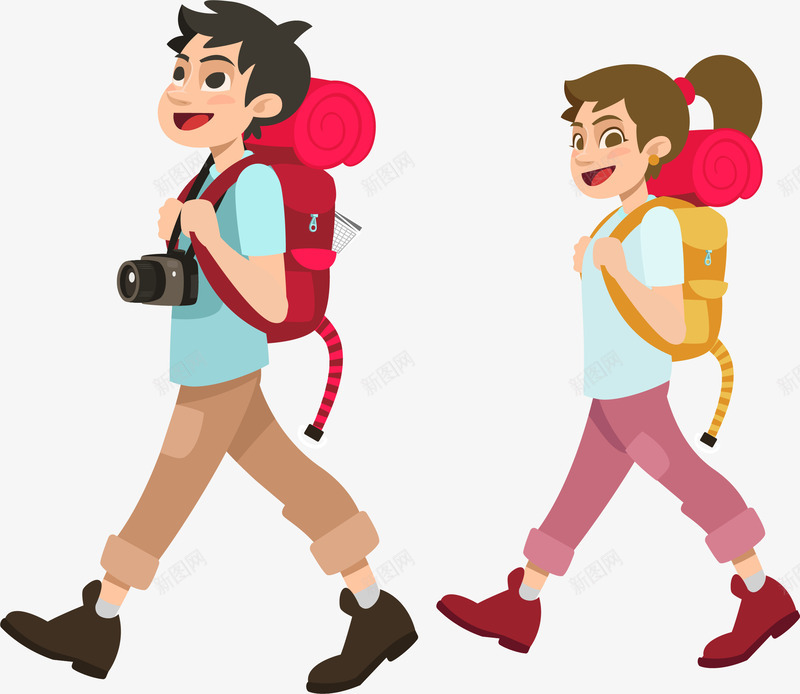 手绘旅行人物插画矢量图ai免抠素材_新图网 https://ixintu.com 人物 手绘旅行人物 旅游 旅游人物 旅行 行李 矢量图