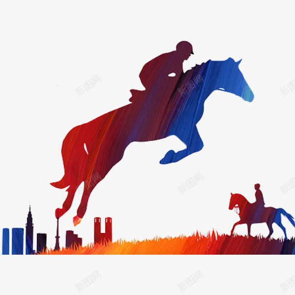 奔跑的骏马png免抠素材_新图网 https://ixintu.com 卡通 奔跑 手绘 骏马