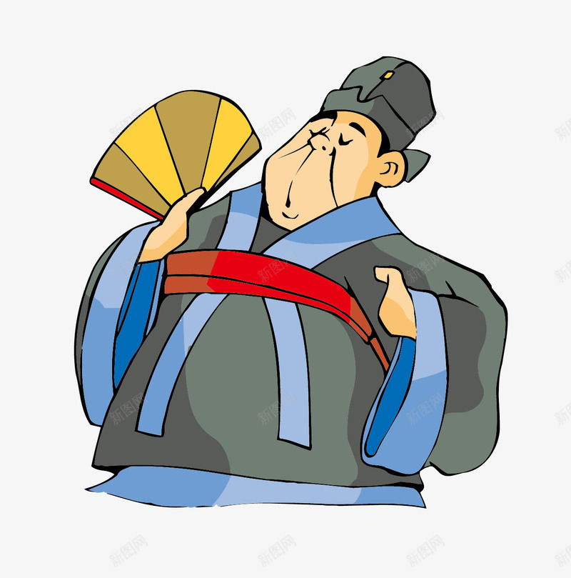 人物png免抠素材_新图网 https://ixintu.com 人物 古人 扇子 肥胖