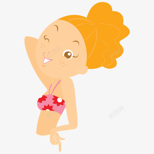 叉腰女孩png免抠素材_新图网 https://ixintu.com 卡通人物 卡通女孩 卡通小女孩 卡通沙滩女孩 粉色 红色 黄色