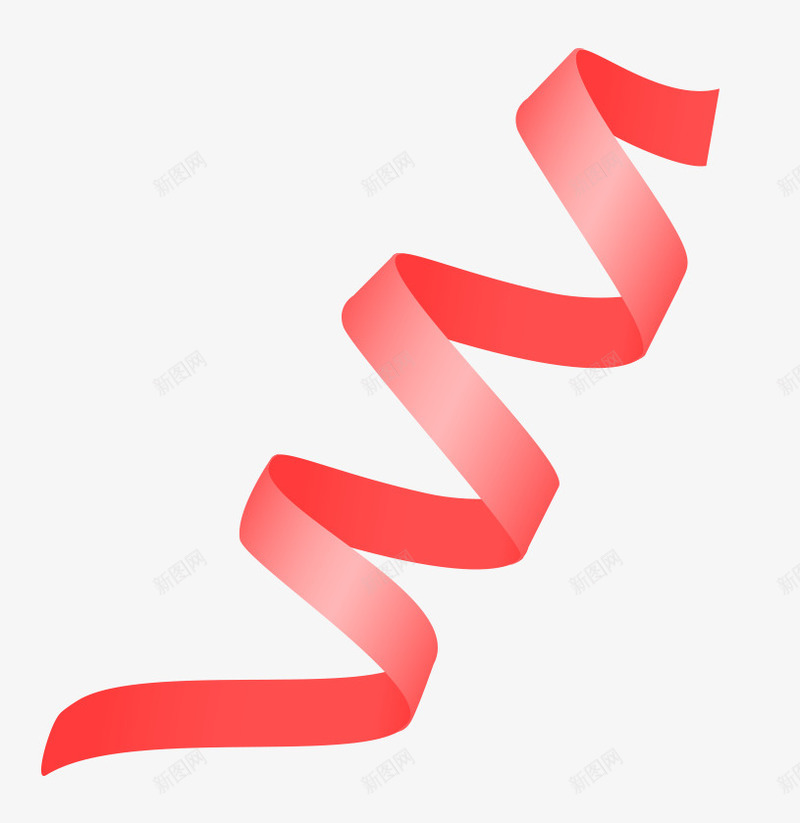 红色纸带psd免抠素材_新图网 https://ixintu.com 红 纸 螺旋 飘带