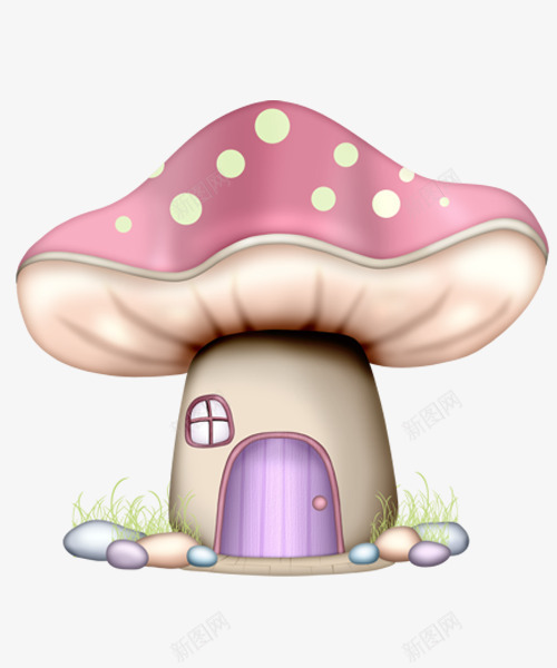 卡通蘑菇屋png免抠素材_新图网 https://ixintu.com 房屋 手绘 菌类 蘑菇