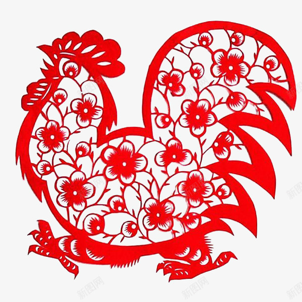 鸡年大吉勃勃生鸡png免抠素材_新图网 https://ixintu.com 剪纸画 民间艺术 窗花 贴纸