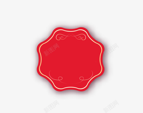 新年金色边花型标签png免抠素材_新图网 https://ixintu.com 2017PNG 新年 春节素材图片 标签 红色 过年 金边 鸡年