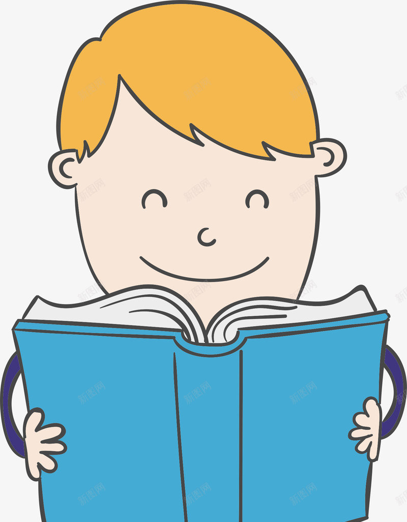 读书的人矢量图ai免抠素材_新图网 https://ixintu.com 书籍 卡通人物 男孩 蓝色书本 读书的人 矢量图