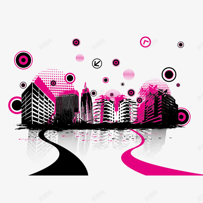 创意建筑图案png免抠素材_新图网 https://ixintu.com 城市 建筑 楼房 水彩建筑