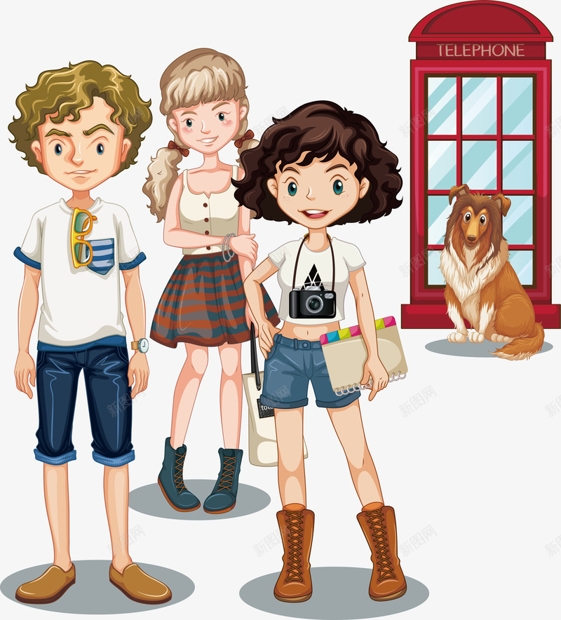 英国伦敦之旅png免抠素材_新图网 https://ixintu.com 团队旅游 旅游季 毕业旅行 矢量png 红色电话亭 长假旅游