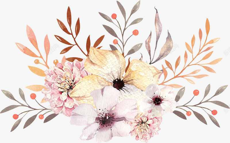 手绘水彩花草装饰png免抠素材_新图网 https://ixintu.com 小清新花草装饰 文艺插画 文艺花草PPT制作 植物插画 海报设计 羽毛 花卉 花草包装礼盒 花草插画 花草装饰