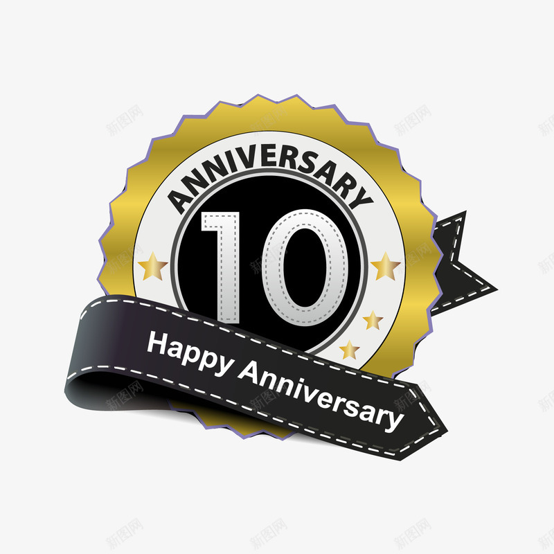 10周年徽章png免抠素材_新图网 https://ixintu.com 10th 10周年 10周年庆典 徽章