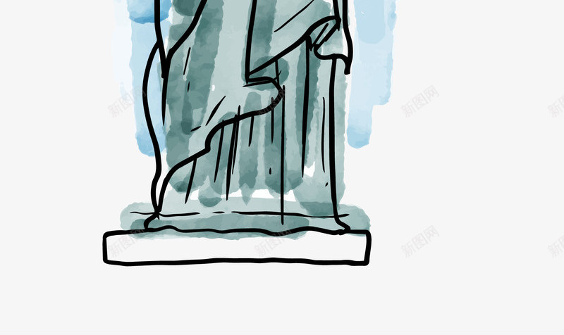 自由女神矢量图ai免抠素材_新图网 https://ixintu.com 水彩 美国 自由女神 矢量图