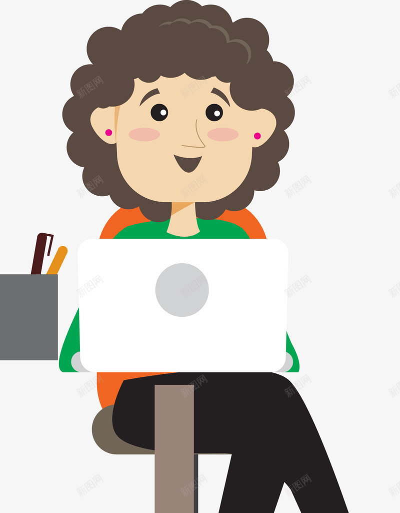 卡通女职员png免抠素材_新图网 https://ixintu.com 公司职员 卡通人物 卡通职员 坐在电脑前 女人电脑 女员工 女性 电脑 白领人物 职员