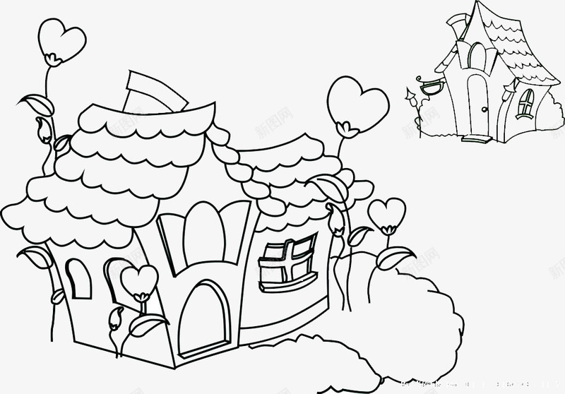 简笔画黑色房屋图标psd_新图网 https://ixintu.com 房屋 简笔画 黑色