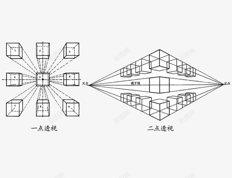 一点透视两点透视png免抠素材_新图网 https://ixintu.com 一点透视 两点透视 线条 透视图 透视线条