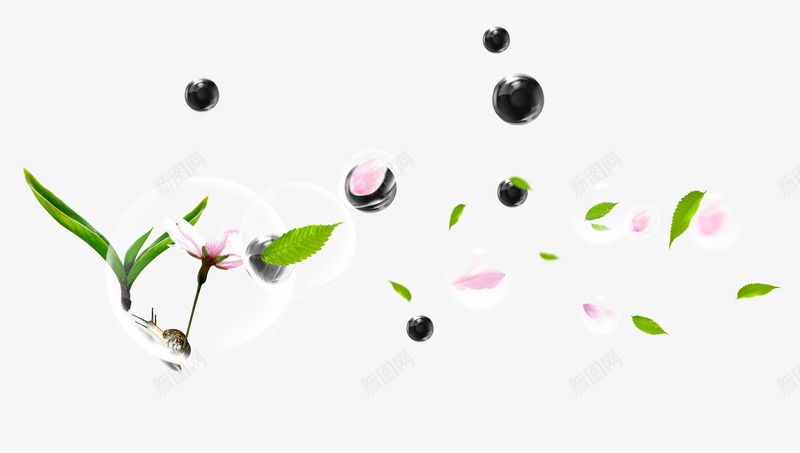 树叶花朵花瓣漂浮png免抠素材_新图网 https://ixintu.com 免抠PNG 小清新 树叶 气泡 泡泡 漂浮素材 粉色花瓣 绿叶 花朵 花瓣