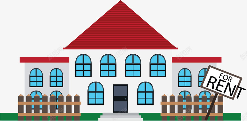 红房顶的房屋租售png免抠素材_新图网 https://ixintu.com 房屋 房屋出租 房屋租售 此房出售 此房出租 矢量png