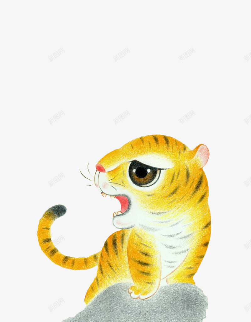 蜡笔绘老虎png免抠素材_新图网 https://ixintu.com 动物 可爱 手绘老虎 纹路 老虎