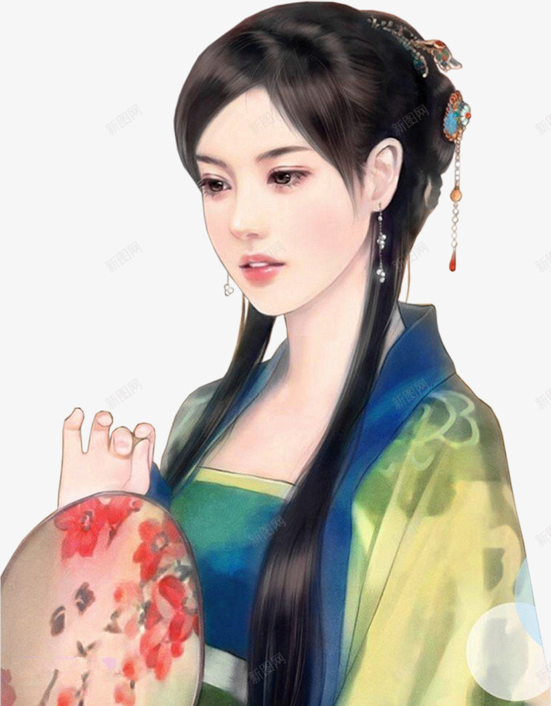 手持扇子的江南美女png免抠素材_新图网 https://ixintu.com 手持扇子的 江南美女