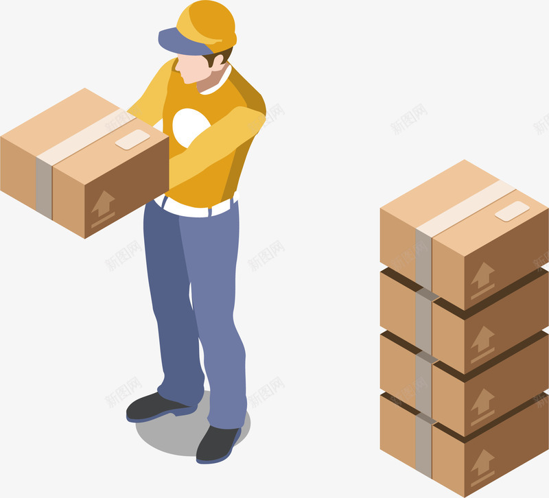 送货到家矢量图ai免抠素材_新图网 https://ixintu.com png 卡通 盒子 送货到家 矢量图