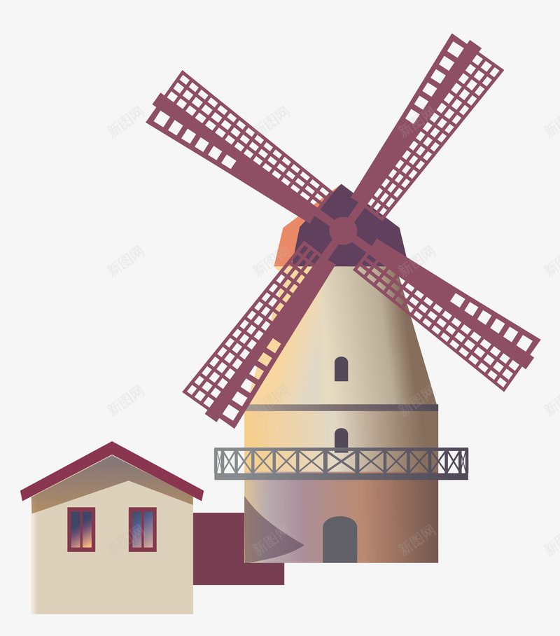 木制风车房子矢量图ai免抠素材_新图网 https://ixintu.com 房子png 手绘房子 木制房子 木制风车 矢量风车 风格png 矢量图