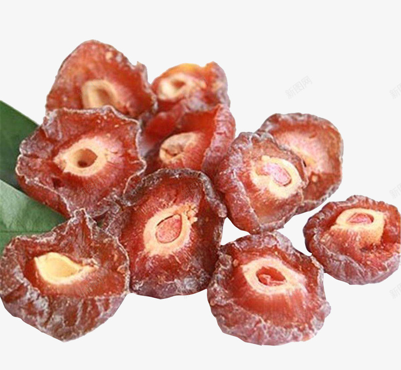 几颗橘红色半边梅png免抠素材_新图网 https://ixintu.com 半边梅 小吃零食 李子干 梅子肉 橘红色 绿叶 话梅干