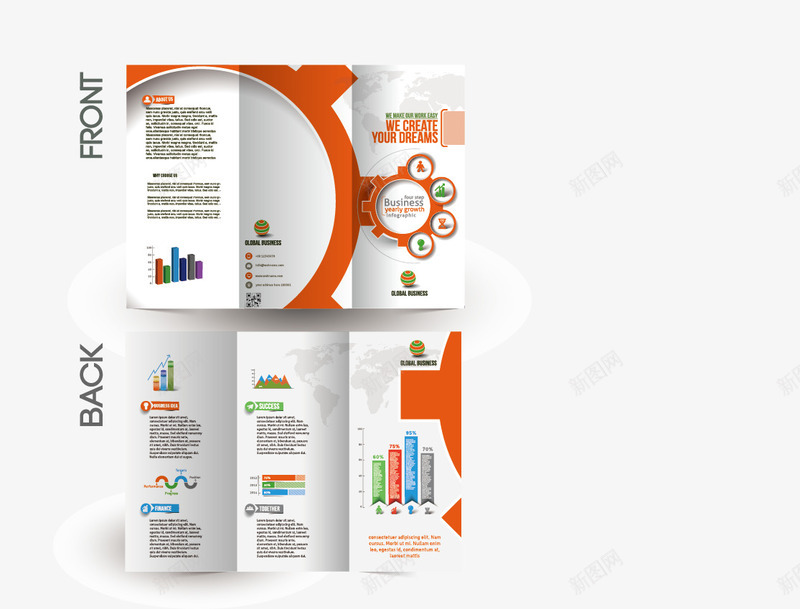 折页png_新图网 https://ixintu.com vi模板 vi素材 vi设计 三折页 创意 印刷品 宣传册 折页 数据 时尚