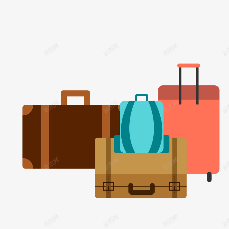 卡通旅行箱矢量图ai免抠素材_新图网 https://ixintu.com 创意卡通 卡通 卡通插图 拉杆箱 插图 旅行箱 矢量图