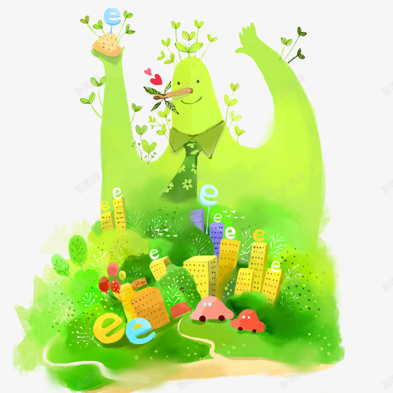 互联网城市png免抠素材_新图网 https://ixintu.com png图形 png装饰 互联网 楼房 绿色 装饰